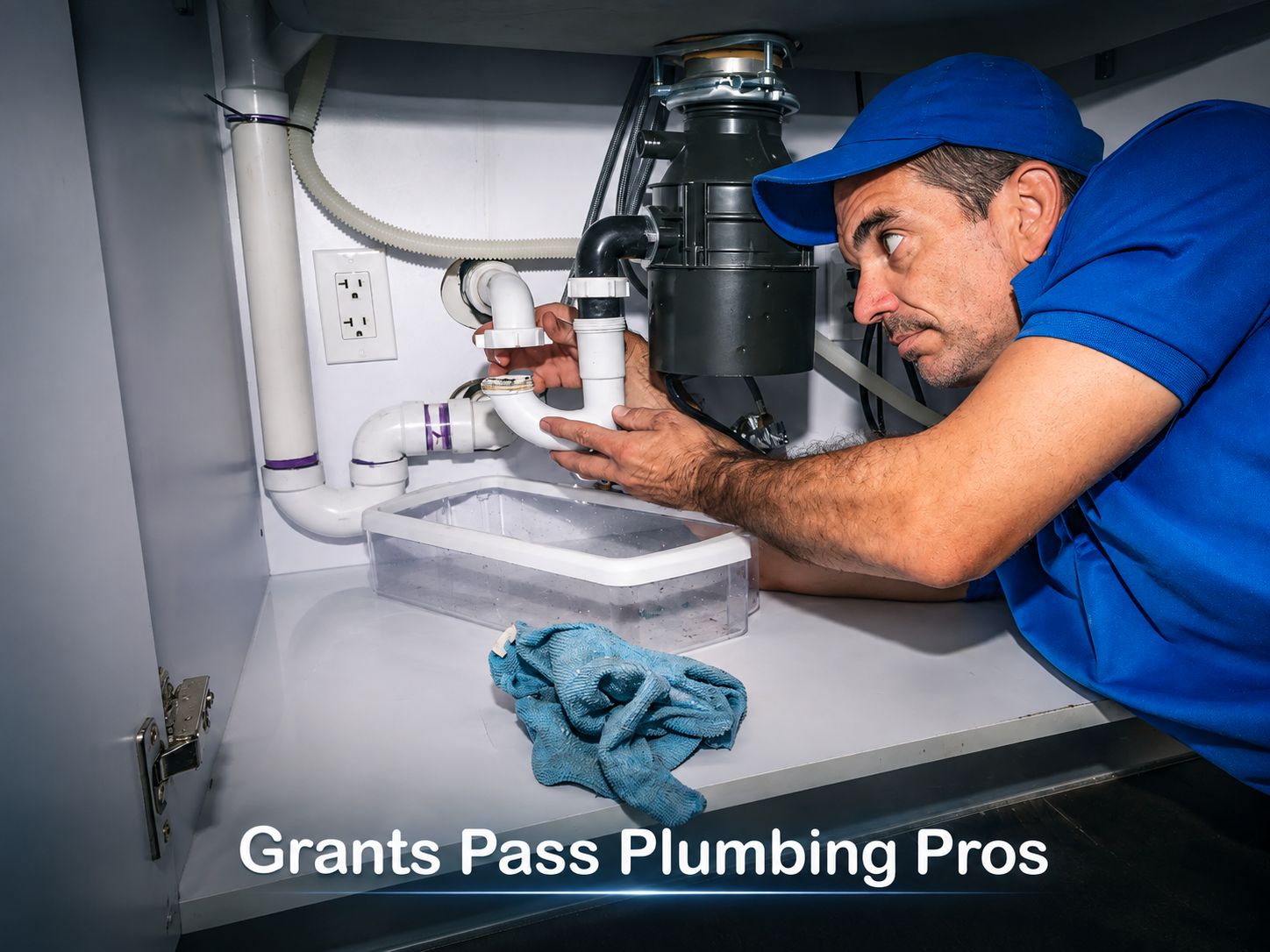Grants Pass plumber repairing a kitchen sink drain trap